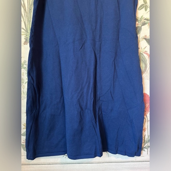 NWT Sail to Sable Textured Fringe Short Sleeve A Line Knee Length Dress Navy M - Picture 8 of 12